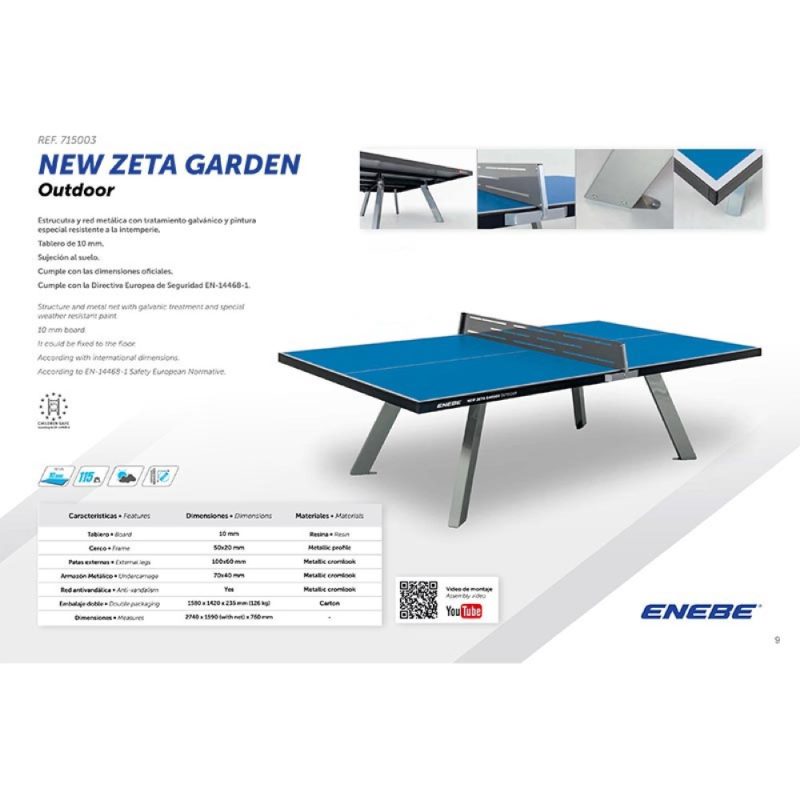 Billaresbalsalobre Ping Pong Enebe New Zeta Garden con red metalica (Antivandálica) 715003 - Imagen 4