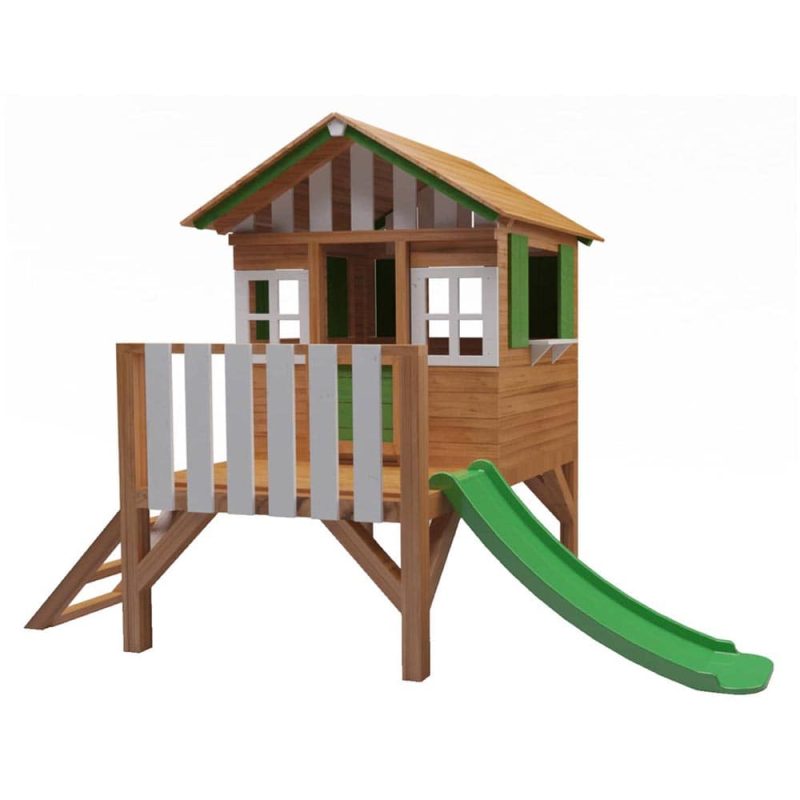 Billaresbalsalobre Casita infantil elevada de madera Masgames Lollipop verde con tobogán MA800533 - Imagen 2