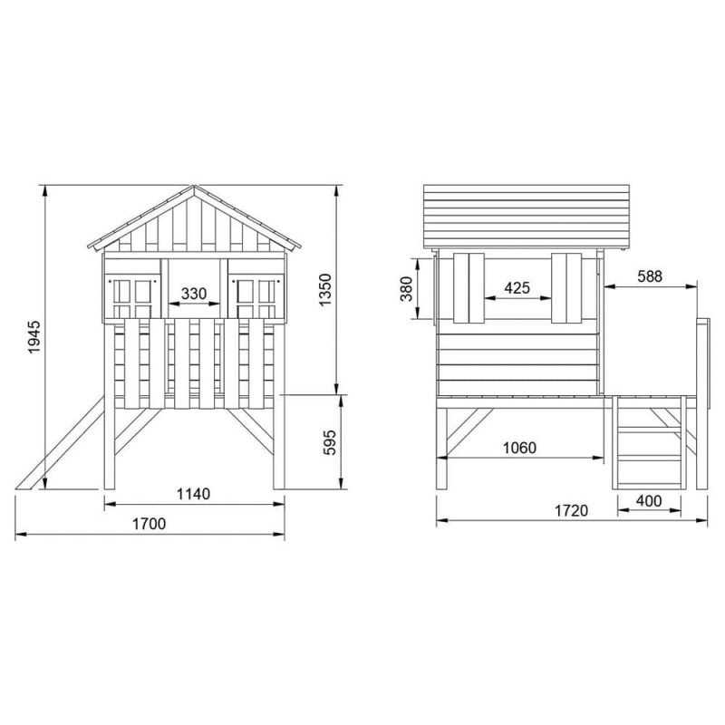 Billaresbalsalobre Casita infantil elevada de madera Masgames Lollipop verde con tobogán MA800533 - Imagen 3