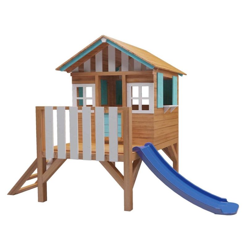 Billaresbalsalobre Casita infantil elevada de madera Masgames Lollipop azul con tobogán MA800535 - Imagen 2