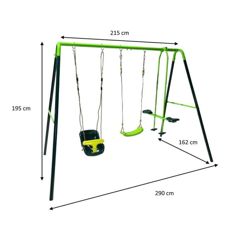 Billaresbalsalobre Columpio metálico triple Masgames Gingo + asiento bebé MA400203B - Imagen 4