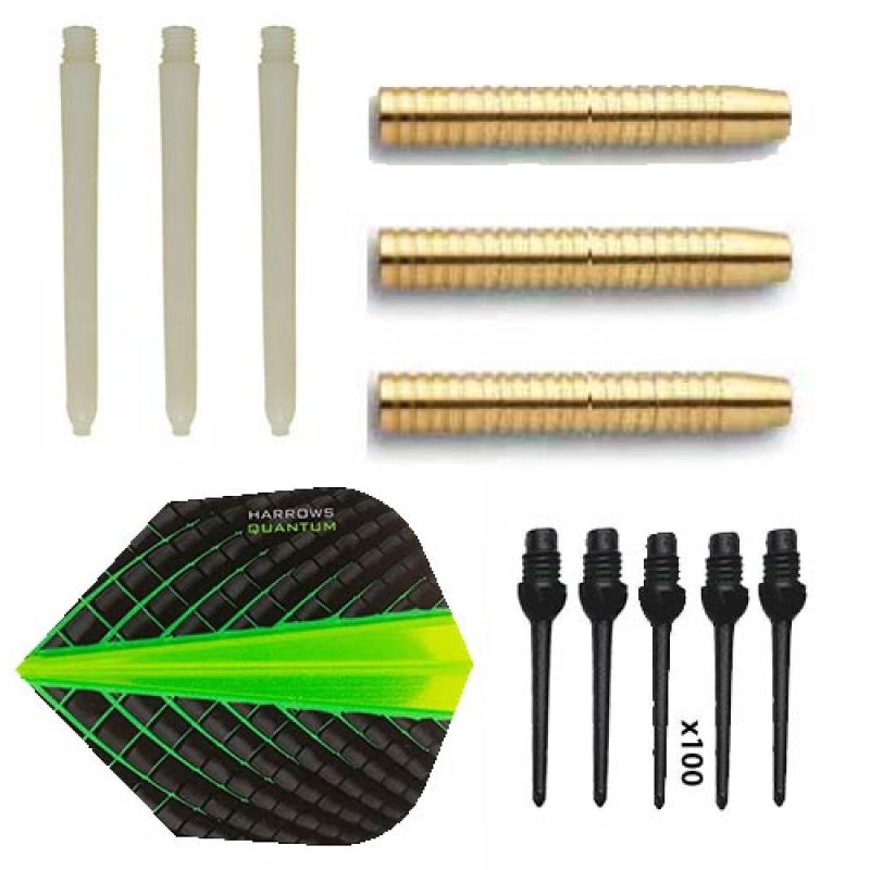 Billaresbalsalobre Pack Juego Dardos Eco Brass 2ba Green + 100 puntas - Imagen 2