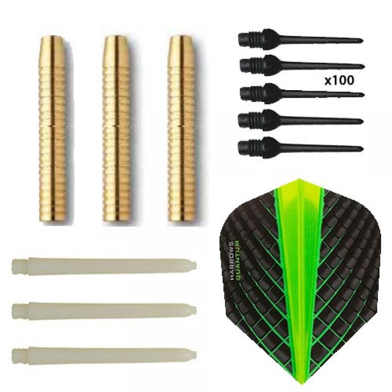 Billaresbalsalobre Pack Juego Dardos Eco Brass 2ba Green + 100 puntas