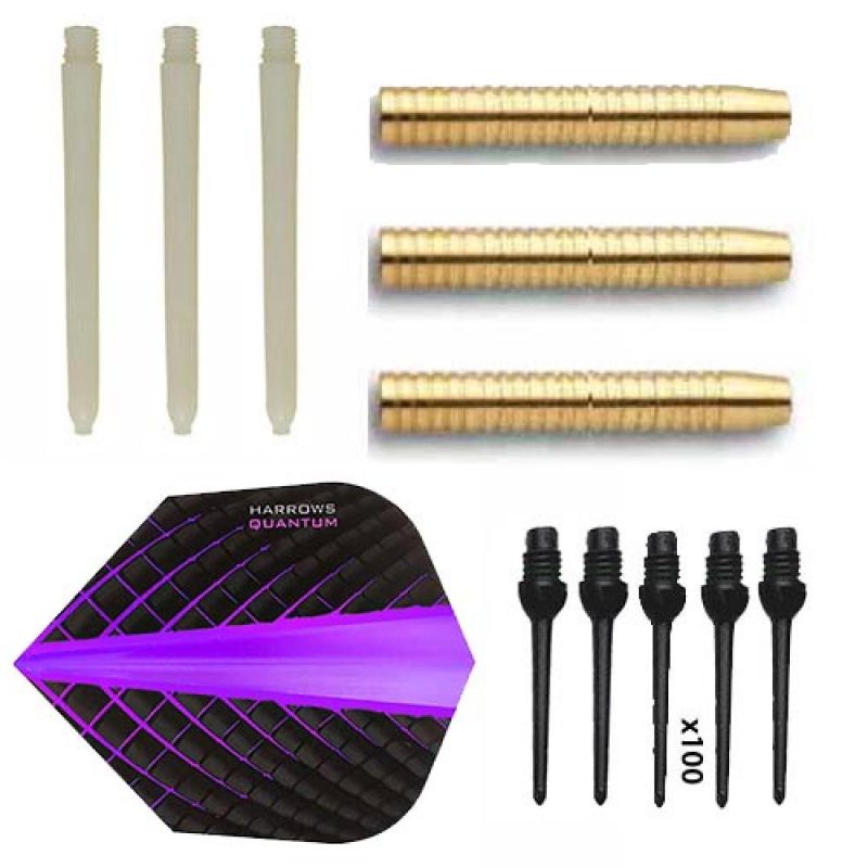 Billaresbalsalobre Pack Juego Dardos Eco Brass 2ba Purple + 100 puntas - Imagen 2