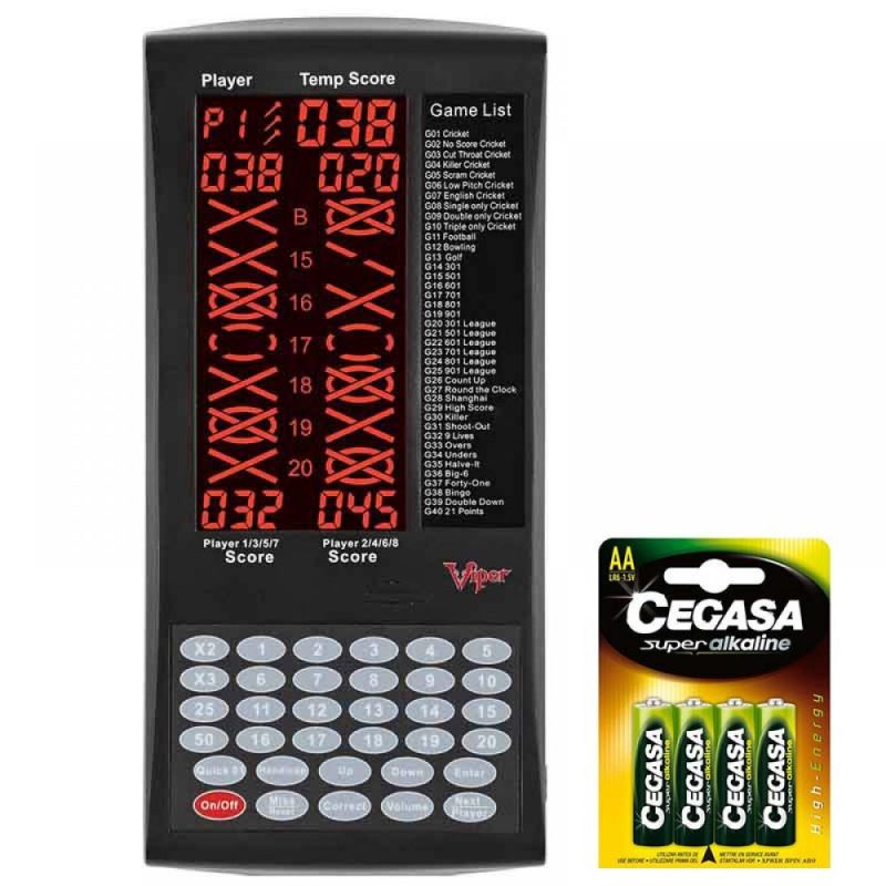 Billaresbalsalobre Marcador Viper ProScore Darts Scorer + 4 Pilas Cegasa
