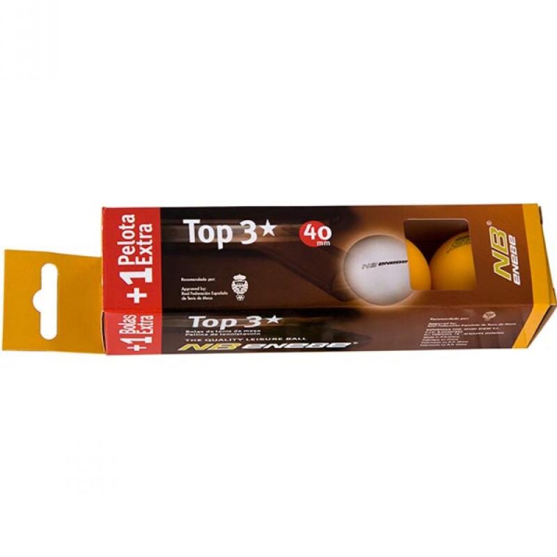 Billaresbalsalobre Caja 3+1 Pelotas Ping Pong Enebe Top 3 Naranjas 845498 - Imagen 3