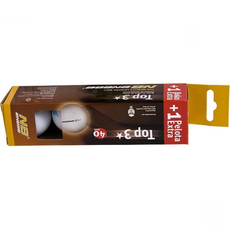 Billaresbalsalobre Caja 3+1 Pelotas Ping Pong Enebe Top 3 Blancas 845499 - Imagen 2
