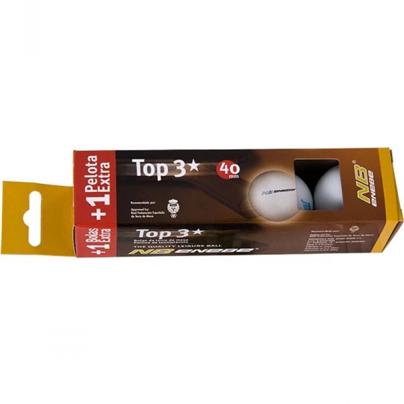 Billaresbalsalobre Caja 3+1 Pelotas Ping Pong Enebe Top 3 Blancas 845499 - Imagen 3