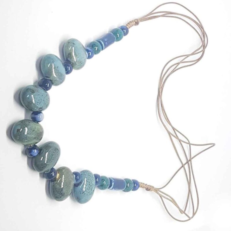 Billaresbalsalobre Colla Piedras Azules Cordon Fino Marron - Imagen 2