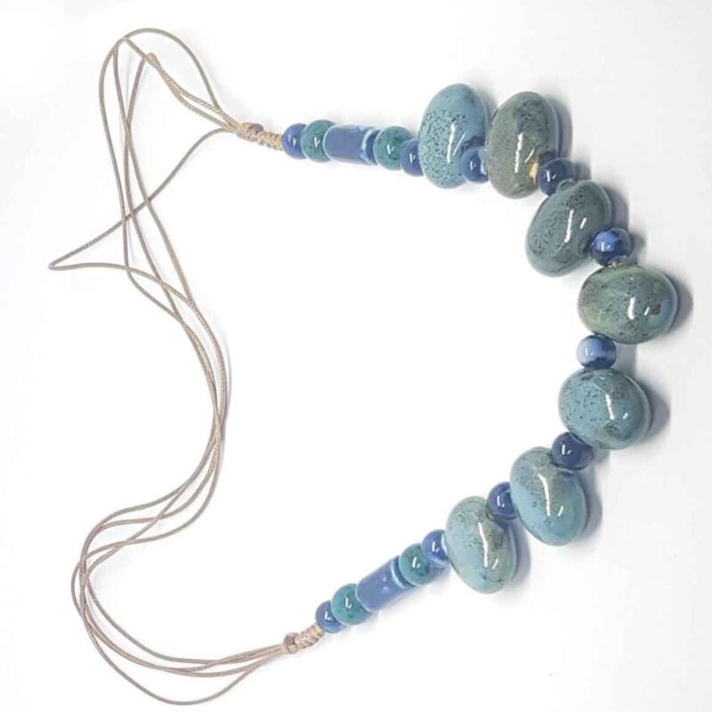 Billaresbalsalobre Colla Piedras Azules Cordon Fino Marron - Imagen 3