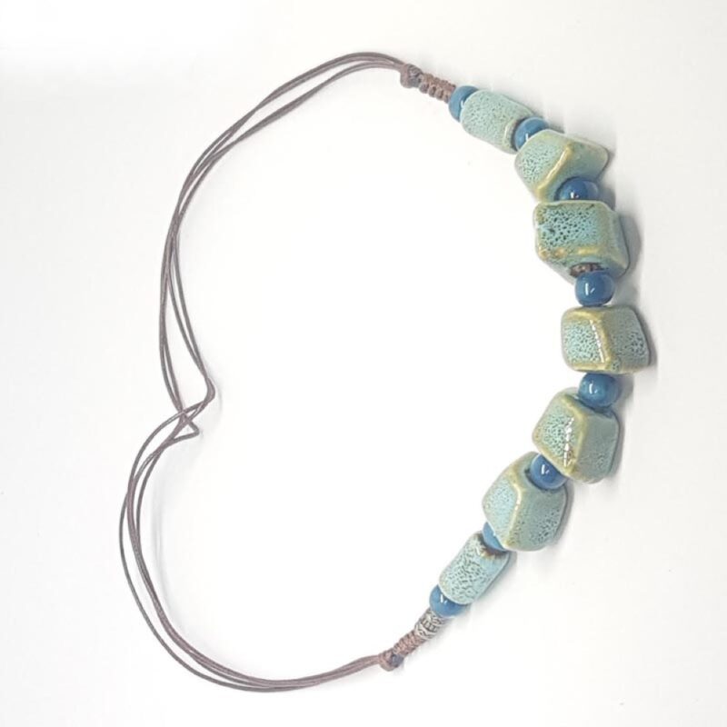 Billaresbalsalobre Collar Piedras Celeste Cordón Fino Marron - Imagen 3