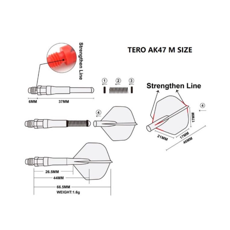 Billaresbalsalobre Cañas Shaft Cuesoul Tero Flights White 37mm  AK7 CSDF-AK7+2 - Imagen 3