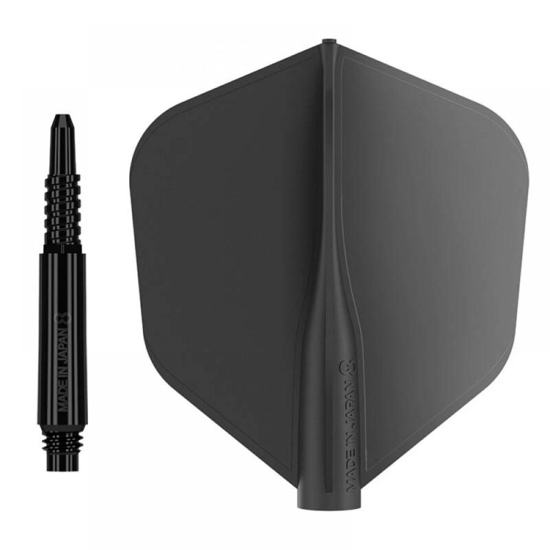 Billaresbalsalobre Pack Shaft 8 Flights Fixed 19.0mm+ Flights Shape Black Set 3+3 Unid.