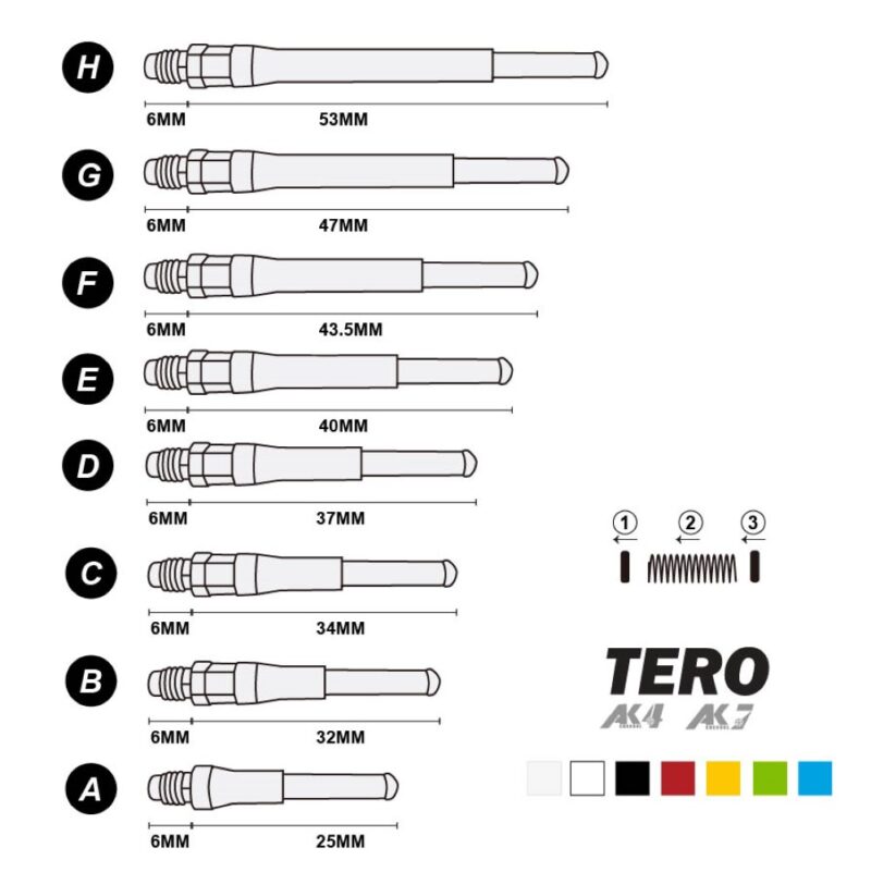 Billaresbalsalobre Cañas Shaft Cuesoul Tero Flights aluminum Black A 25mm  CS-AK7L-1A25 - Imagen 7