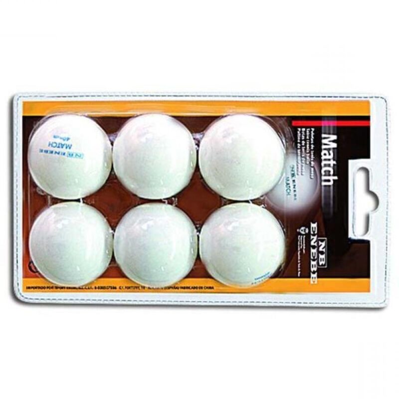 Billaresbalsalobre Blister 6 Pelotas Ping Pong Enebe Match Blancas 845505 - Imagen 2