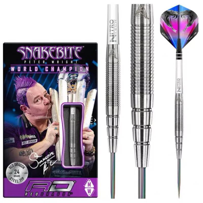 Billaresbalsalobre Dardos Red Dragon Peter Wright Snakebite PL15 Silver 90% 24g RDD1585 - Imagen 2