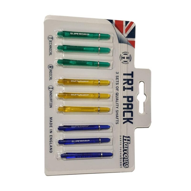 Billaresbalsalobre Cañas Tri Pack Harrows Darts Supergrip Pro Shaft Medium Colours 2  TPS0002 - Imagen 2