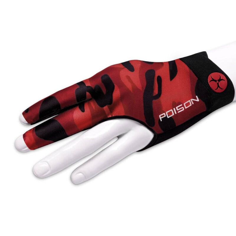 Billaresbalsalobre Guante Billar Poison Camo Glove 3 Finger Black Red S/M  Diestro  45196003