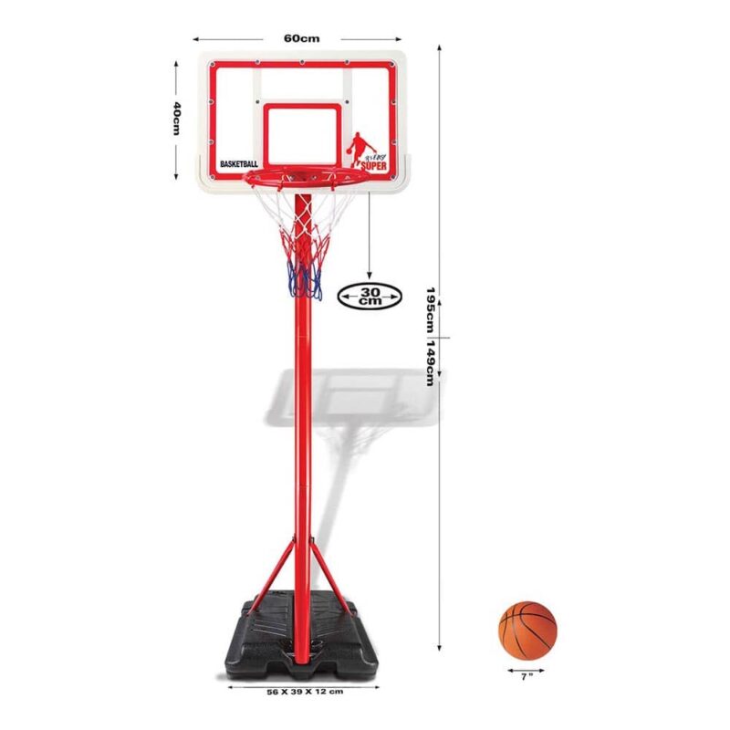 Billaresbalsalobre Canasta Baloncesto Infantil Ajustable 1,49 - 1,95 cm PL0507 - Imagen 2