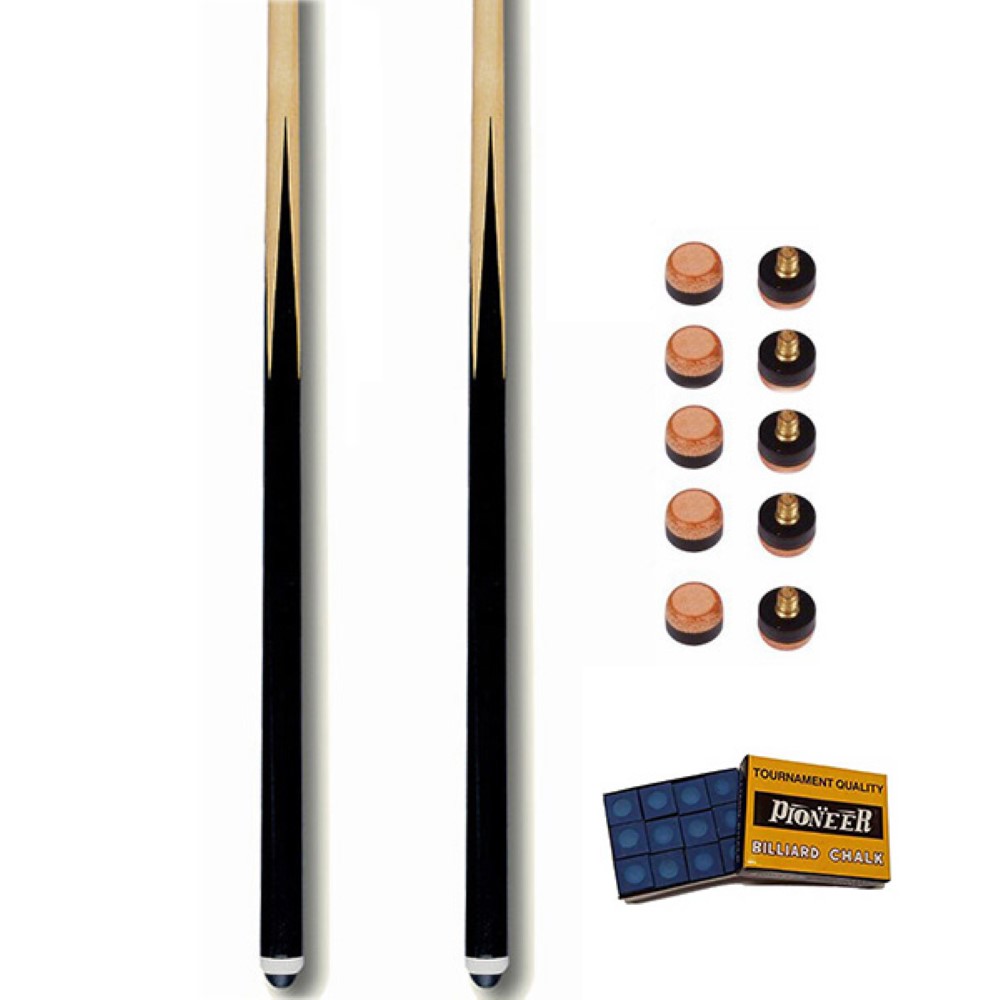 Billaresbalsalobre Lote Tacos Ramin Billar De 1.40m 2 unidades + 10 Repuestos Soletas Rosca + Tizas