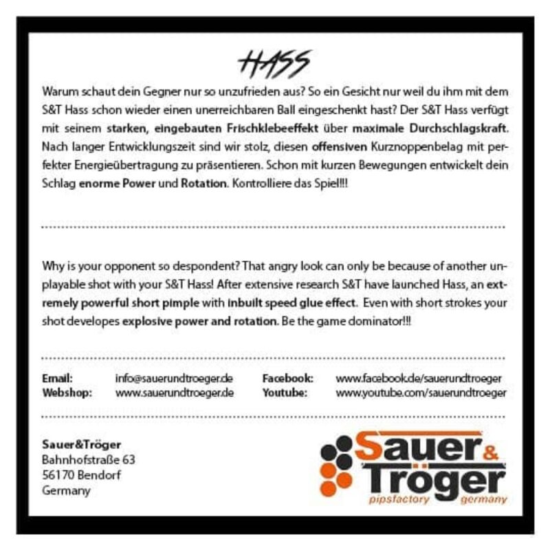 Billaresbalsalobre Goma Para Pala Ping Pong Sauer Troeger Hass Negro 1.5mm - Imagen 2