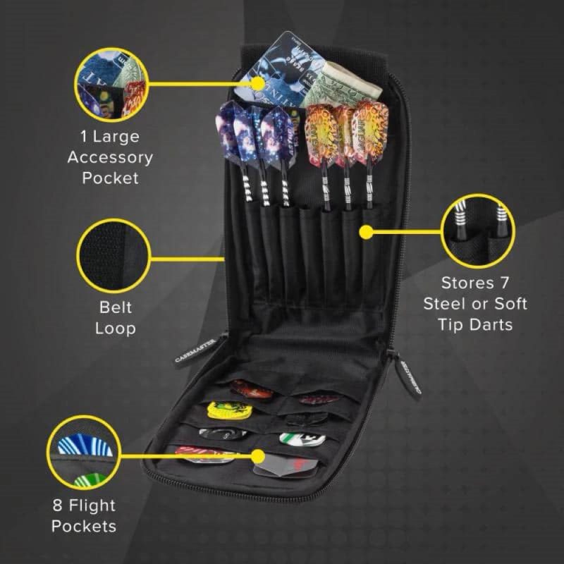 Billaresbalsalobre Funda Dardos Casemaster Mini Pro Leatherette Dart Case Black  36-0909-01 - Imagen 3