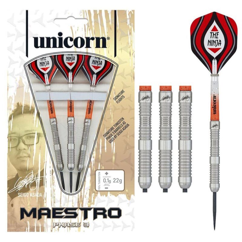 Billaresbalsalobre Dardos Unicorn Darts Maestro Seigo Asada Phase 3 Natural 95% 22gr 12319 - Imagen 4