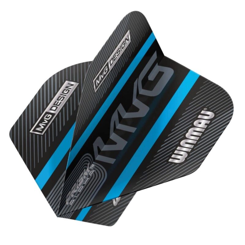 Billaresbalsalobre Plumas Winmau Darts Standard Prism Alpha MVG Black Blue Logo Stripe 6915.714 - Imagen 2