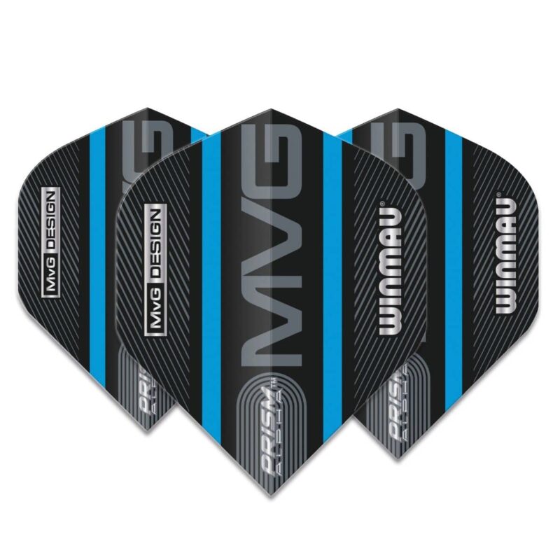 Billaresbalsalobre Plumas Winmau Darts Standard Prism Alpha MVG Black Blue Logo Stripe 6915.714 - Imagen 3