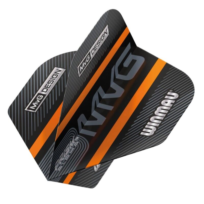 Billaresbalsalobre Plumas Winmau Darts Standard Prism Alpha MVG Black Orange Logo Stripe 6915.715 - Imagen 2