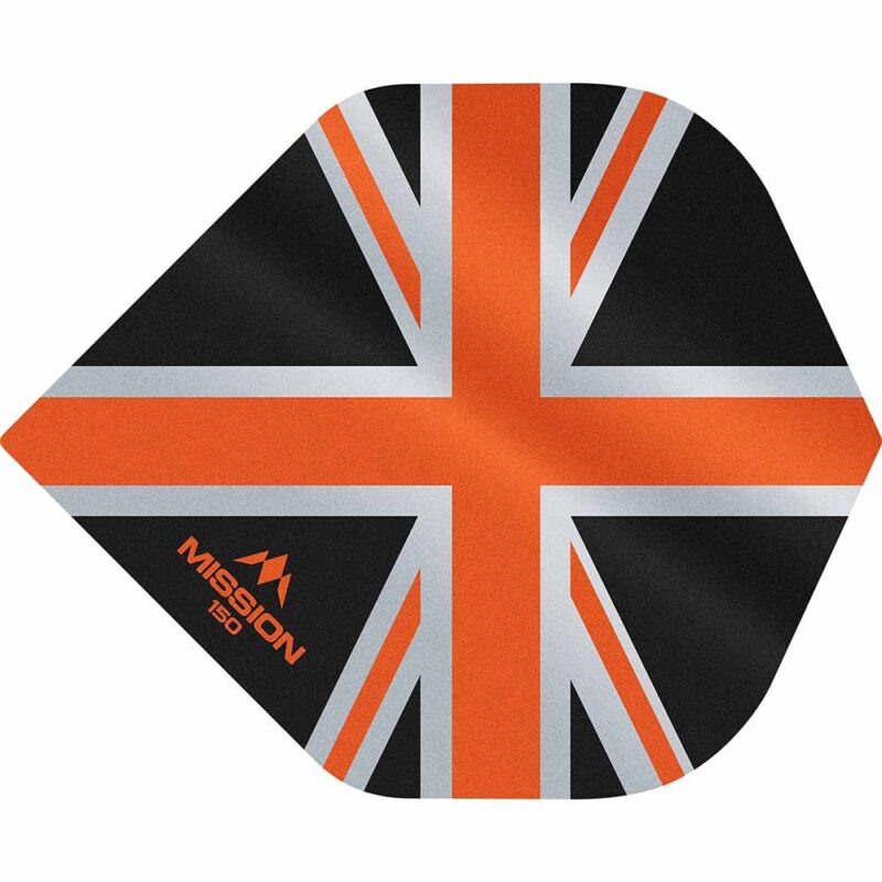 Billaresbalsalobre Plumas Mission Darts No2 Std Alliance Union Jack Negro Naranja 150 F3132 - Imagen 2
