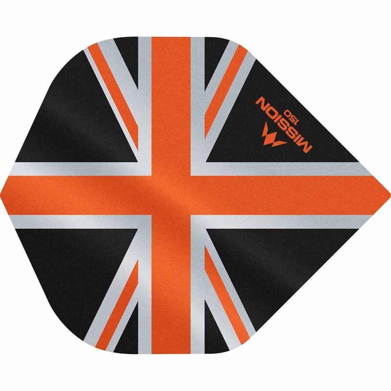Billaresbalsalobre Plumas Mission Darts No2 Std Alliance Union Jack Negro Naranja 150 F3132 - Imagen 3