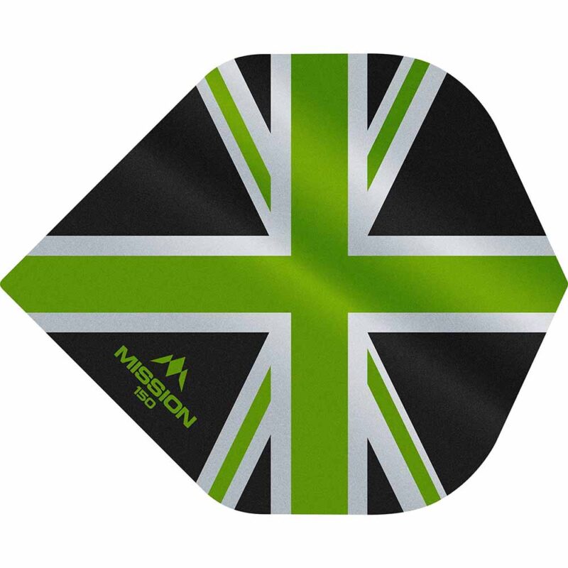 Billaresbalsalobre Plumas Mission Darts No2 Std Alliance Union Jack Negro Verde 150 F3135 - Imagen 2