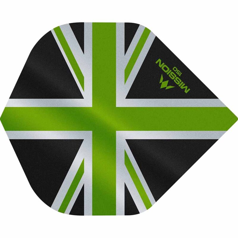 Billaresbalsalobre Plumas Mission Darts No2 Std Alliance Union Jack Negro Verde 150 F3135 - Imagen 3
