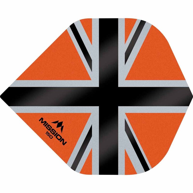 Billaresbalsalobre Plumas Mission Darts No2 Std Alliance-X Union Jack Negro Naranja 150 F3138 - Imagen 2
