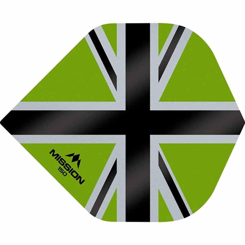 Billaresbalsalobre Plumas Mission Darts No2 Std Alliance-X Union Jack Negro Verde 150 F3140 - Imagen 2