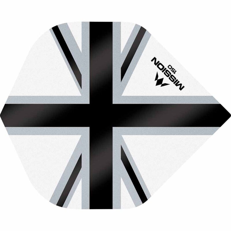 Billaresbalsalobre Plumas Mission Darts No2 Std Alliance-X Union Jack Negro Blanco 150 F3141 - Imagen 2