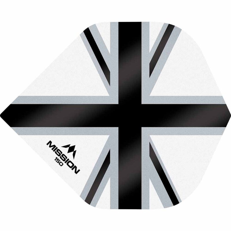 Billaresbalsalobre Plumas Mission Darts No2 Std Alliance-X Union Jack Negro Blanco 150 F3141 - Imagen 3