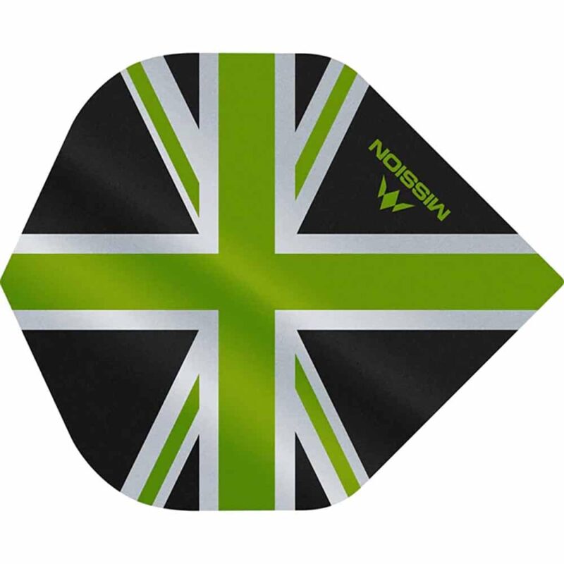 Billaresbalsalobre Plumas Mission Darts No2 Std Alliance Union Jack Negro Verde F3083 - Imagen 2