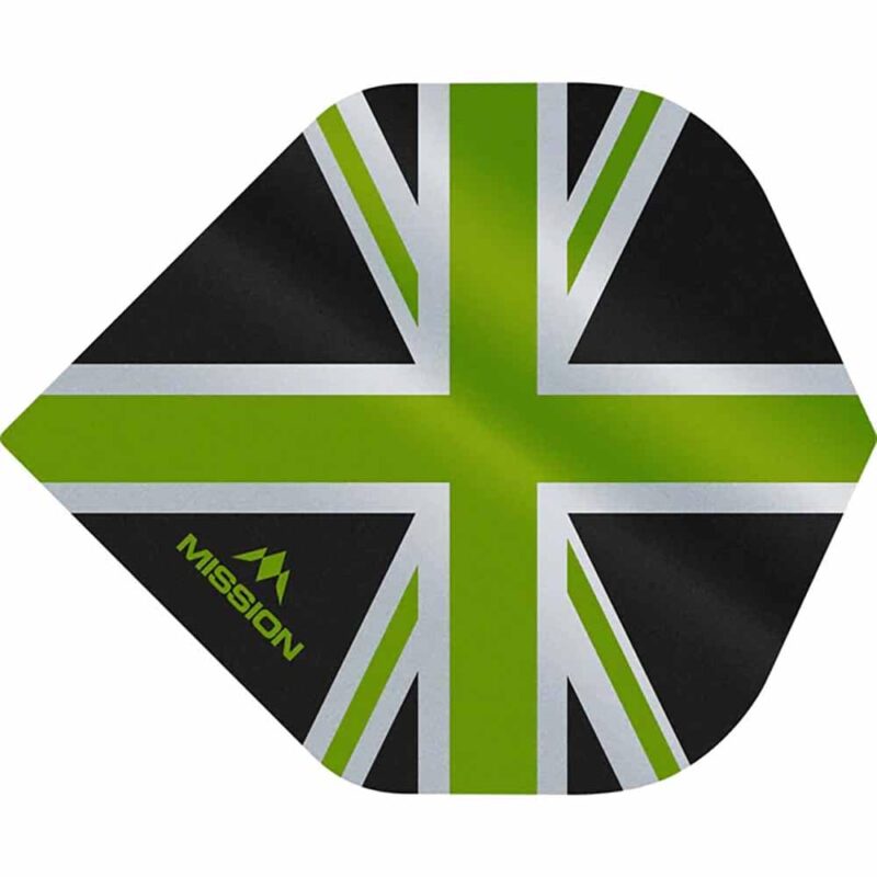 Billaresbalsalobre Plumas Mission Darts No2 Std Alliance Union Jack Negro Verde F3083 - Imagen 3