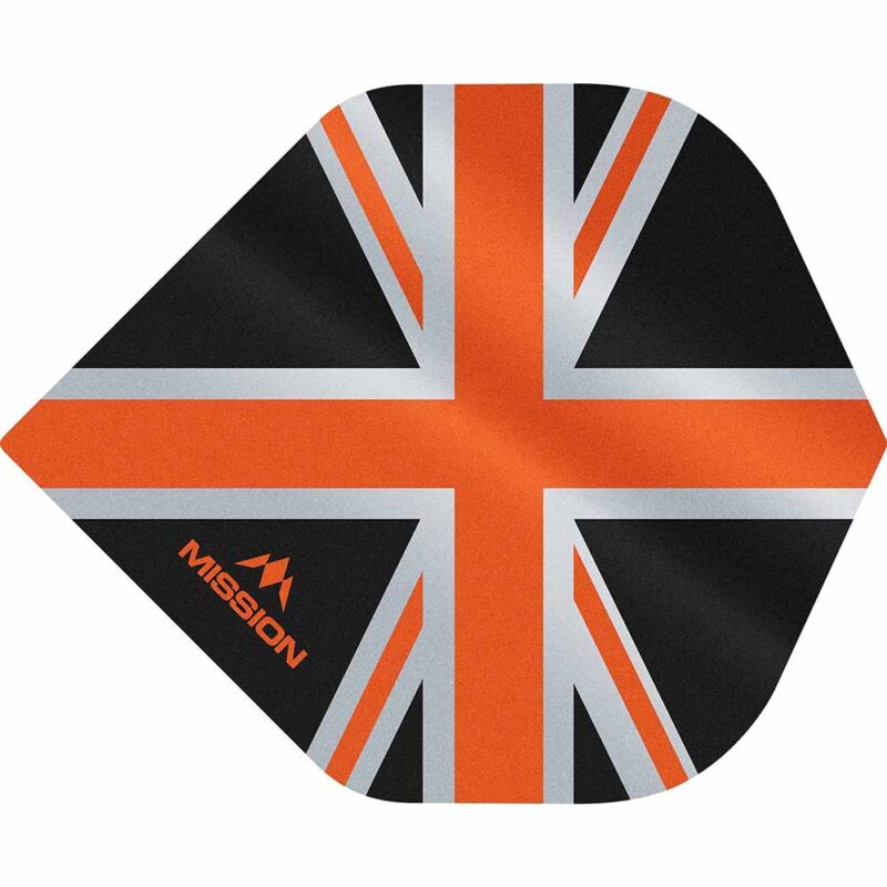 Billaresbalsalobre Plumas Mission Darts No2 Std Alliance Union Jack Negro Naranja F3084 - Imagen 2