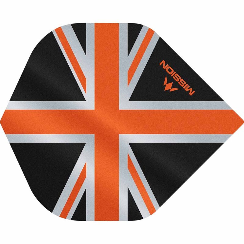 Billaresbalsalobre Plumas Mission Darts No2 Std Alliance Union Jack Negro Naranja F3084 - Imagen 3