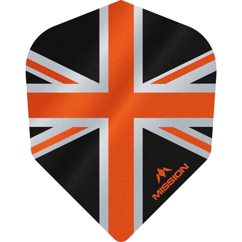 Billaresbalsalobre Plumas Mission Darts No6 Alliance Union Jack Negro Naranja F3100