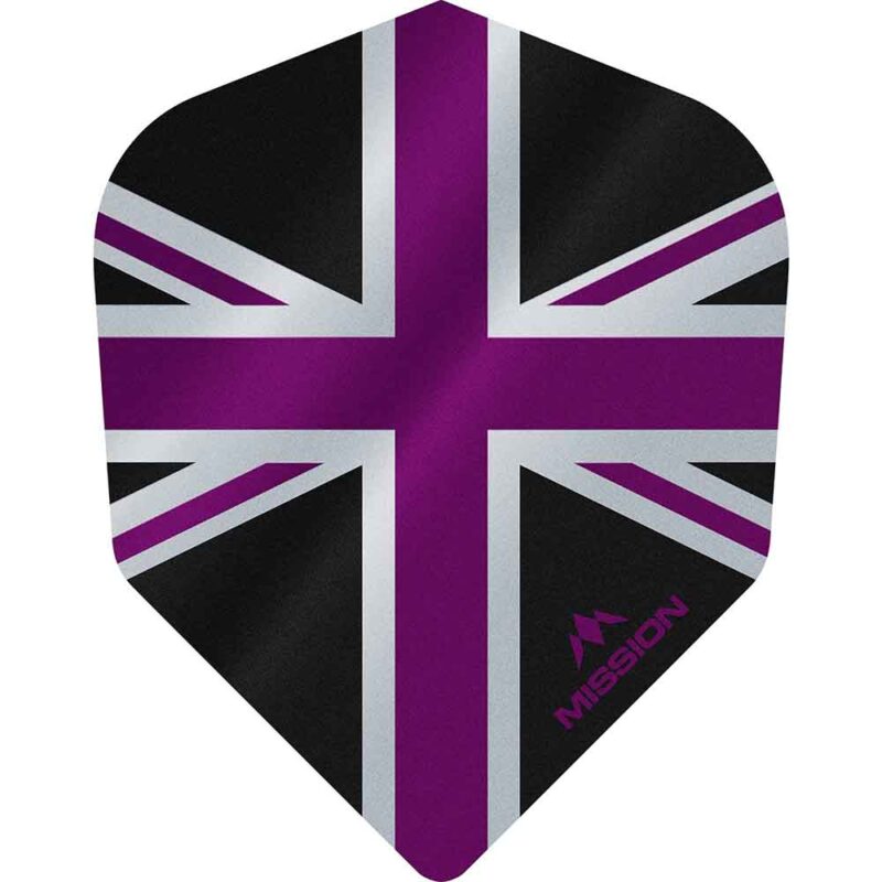 Billaresbalsalobre Plumas Mission Darts No6 Alliance Union Jack Negro Morado F3101