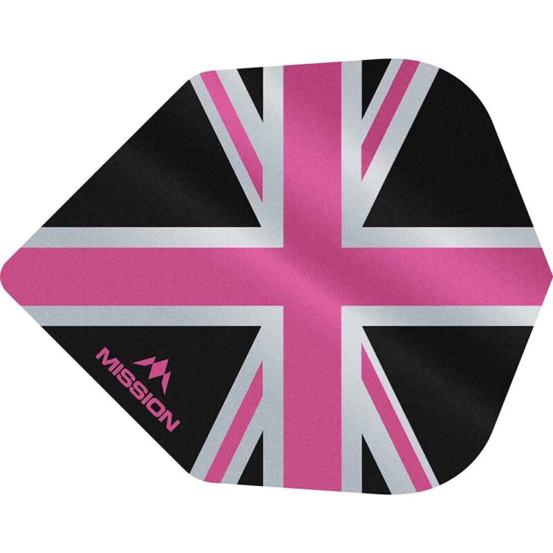 Billaresbalsalobre Plumas Mission Darts No6 Alliance Union Jack Negro Rosa F3102 - Imagen 2