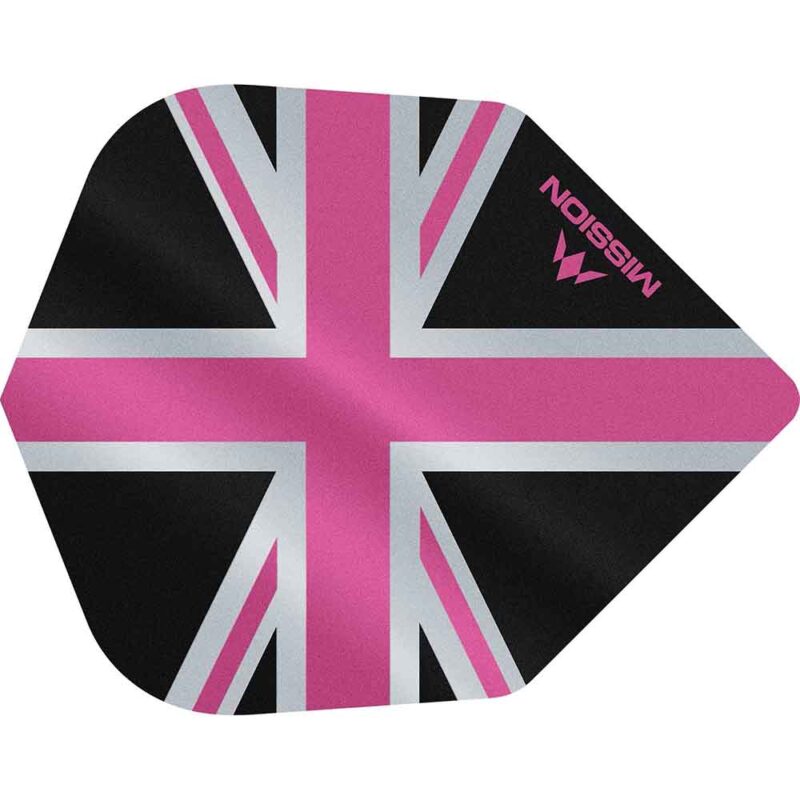 Billaresbalsalobre Plumas Mission Darts No6 Alliance Union Jack Negro Rosa F3102 - Imagen 3