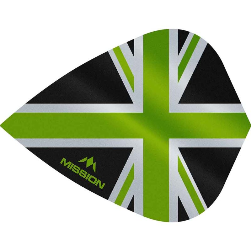 Billaresbalsalobre Plumas Mission Darts Kite Alliance Union Jack Negro Verde F3091 - Imagen 2