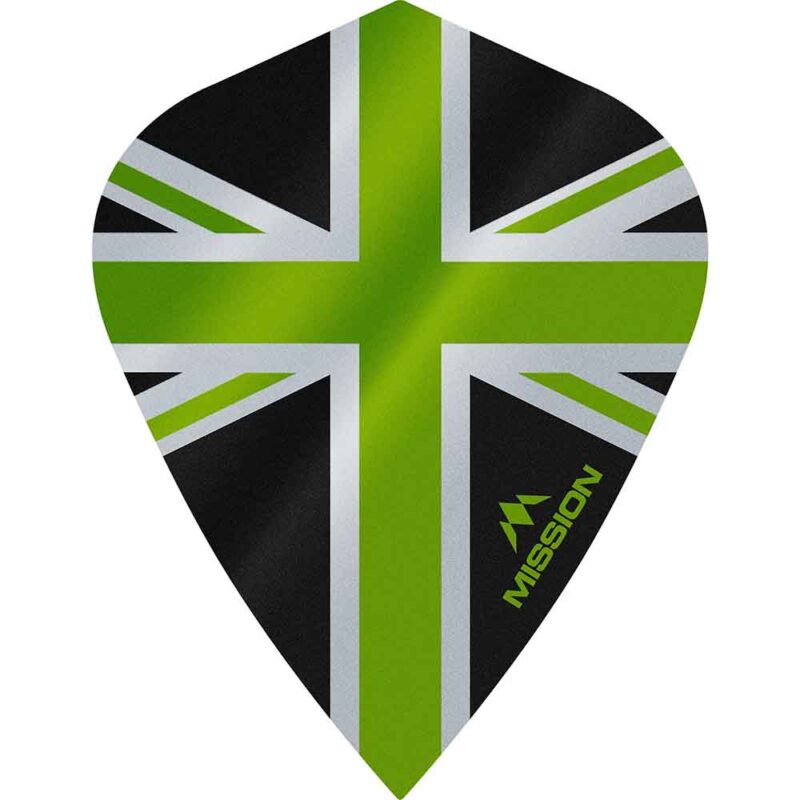 Billaresbalsalobre Plumas Mission Darts Kite Alliance Union Jack Negro Verde F3091