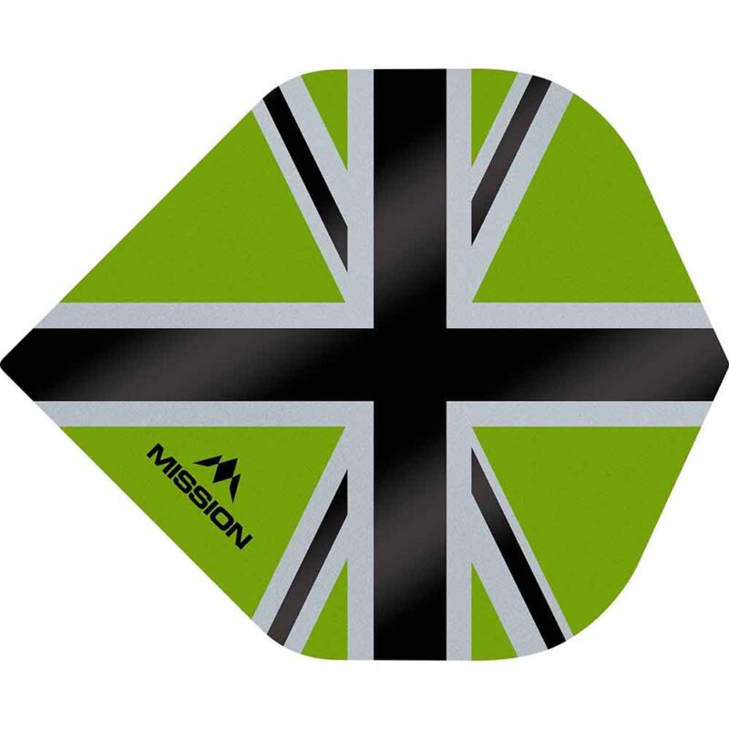 Billaresbalsalobre Plumas Mission Darts No2 Std Alliance-X Union Jack Negro Verde F3107 - Imagen 2