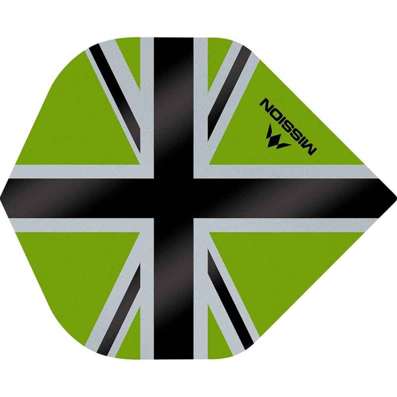 Billaresbalsalobre Plumas Mission Darts No2 Std Alliance-X Union Jack Negro Verde F3107 - Imagen 3